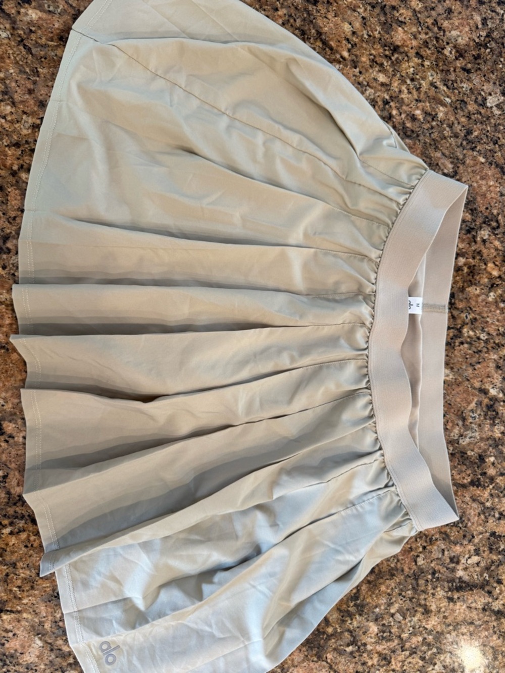 ALO Pleated Beige Women's Skirt - Casual Elastic Waist